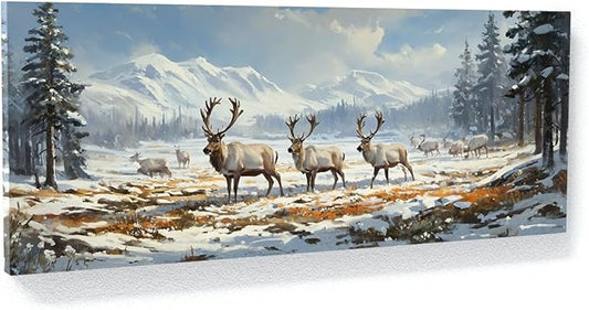 Sense Canvas Scandinavian Grazing Serenity 13 Canvas Art - Home Decor Wall Art Print Poster Painting Medium 30x12 / 1.5"
