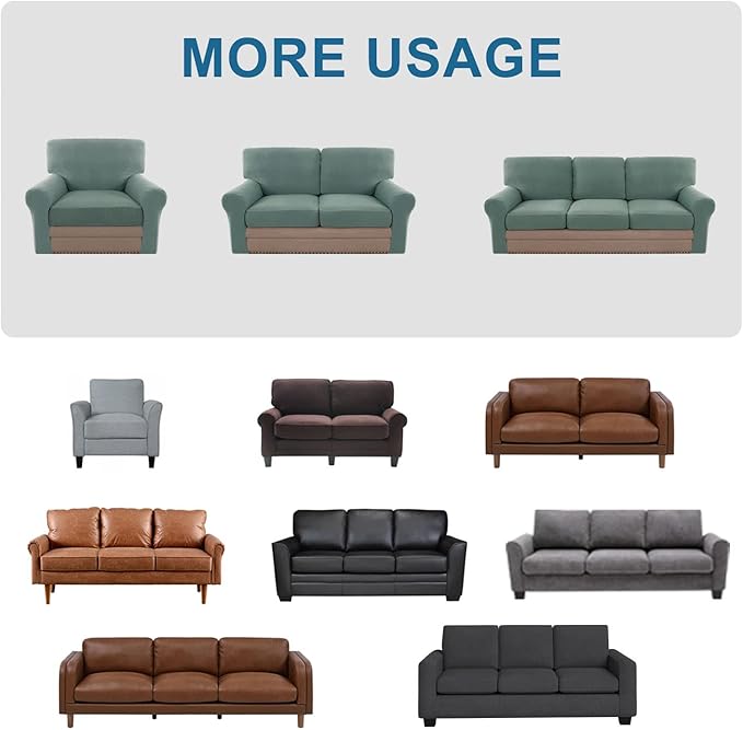 H.VERSAILTEX Multi-Pieces Chair Covers Stretch Couch Covers Form Fitted Seat and Back Cushions Covers (1 Seat Cover Plus 1 Back Cusion Cover, Bonus 2 Armrest Covers), Sage