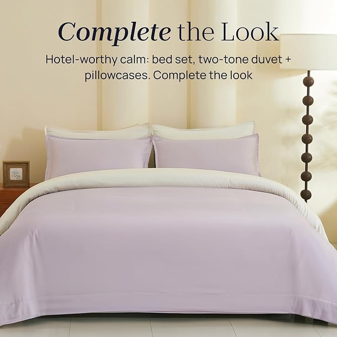 King Size 106" x 90" Duvet Cover – Reversible Luxury Bedding in 100% Tencel Lyocell, Softer Than Silk – DeepSleep Tech Premium Duvet Cover King Quality – After Dark Luxe Design