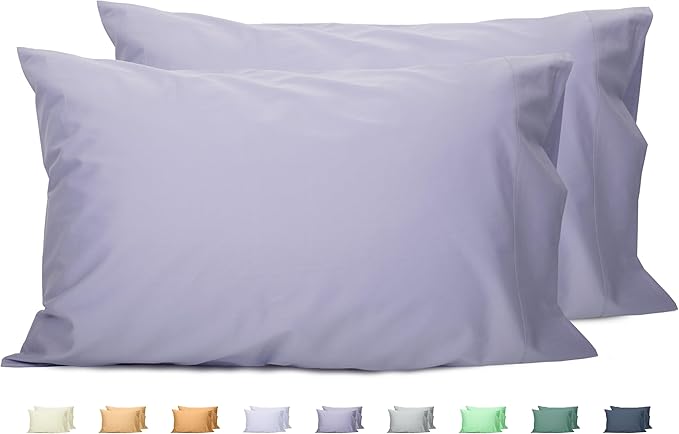 Sunflower Queen Pillowcases Set of 2, 100% Cotton Queen Size Pillow Cases 2, 20×30 inches Lavender Aura, Soft and Breathable