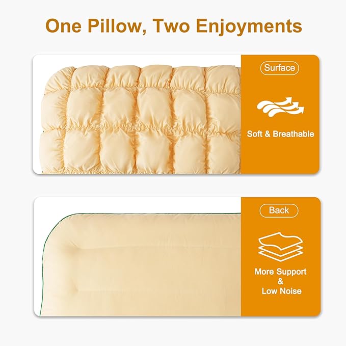 YOUR MOON Fluffy Support Bed Pillow Queen Size, Super Soft Premium Down Alternative Filling for Sleeping, Luxury Hotel Quality Bed Pillows for Side Sleeper (Yellow)