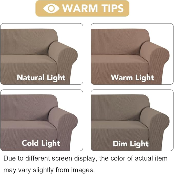 H.VERSAILTEX Stretch Chair Slipcover Sofa Cover Furniture Protector Cover High Spandex Small Checks Knitted Jacquard Sofa Cover Chair Covers for Living Room (Armchair 31"-40", Macchiato)