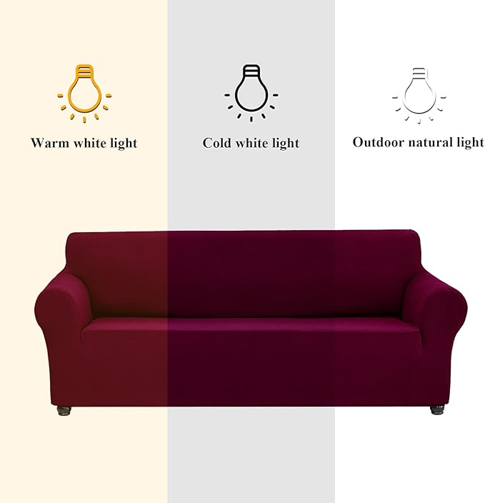 Joccun Stretch Couch Cover Slipcovers, 1-Piece Sofa Covers for 3 Cushion Couch Spandex Jacquard Washable Furniture Protector Cover for Living Room,Kids,Pets(Sofa,Burgundy)