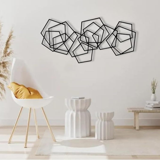 Metal Geometric Home Wall Decor ，Contemporary Minimalist Metal Wall Art, Abstract Decor for Home, Modern Sculpture for Living Room, Bedroom, Office Decoration (19"X9" / 47X23CM)