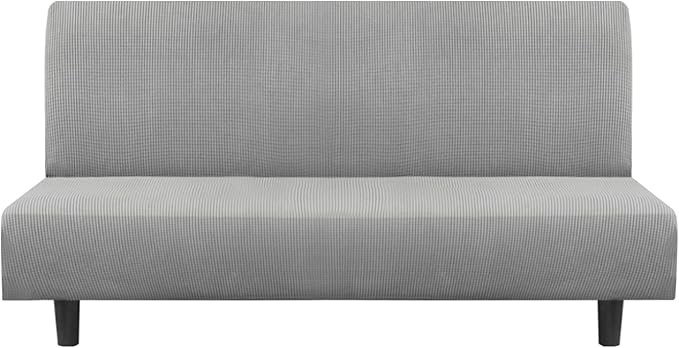 Flamingo P Stretch Armless Futon Covers - Full Queen Futon Couch Covers Slipcover - Soft Thick Jacquard Washable, Dove