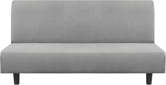 Flamingo P Stretch Armless Futon Covers - Full Queen Futon Couch Covers Slipcover - Soft Thick Jacquard Washable, Dove