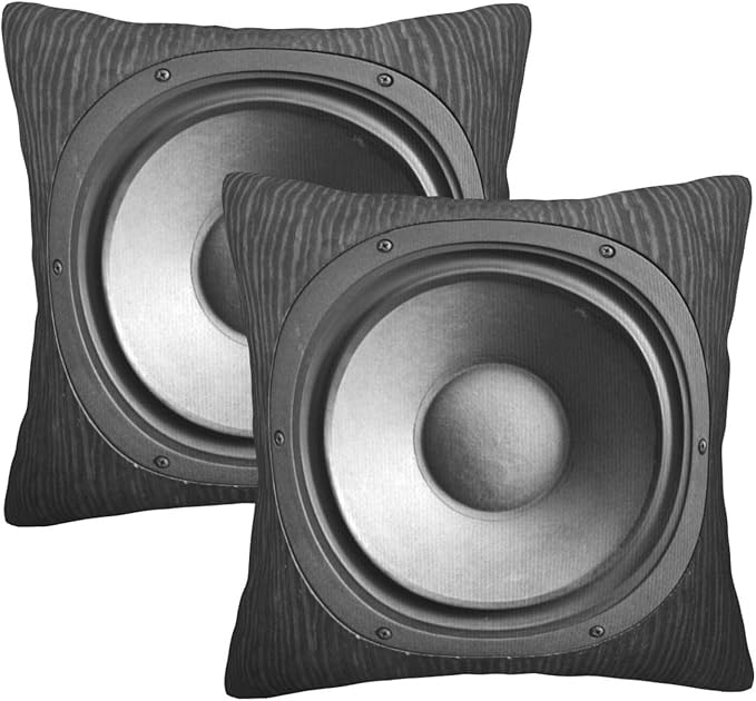 Speaker Pattern Pillow Covers 20x20 Inch Set of 2 Black Audio Bass Throw Pillow Cover Speaker Music Sound Square Pillowcase Cushion Cases for Home Couch Bed Sofa