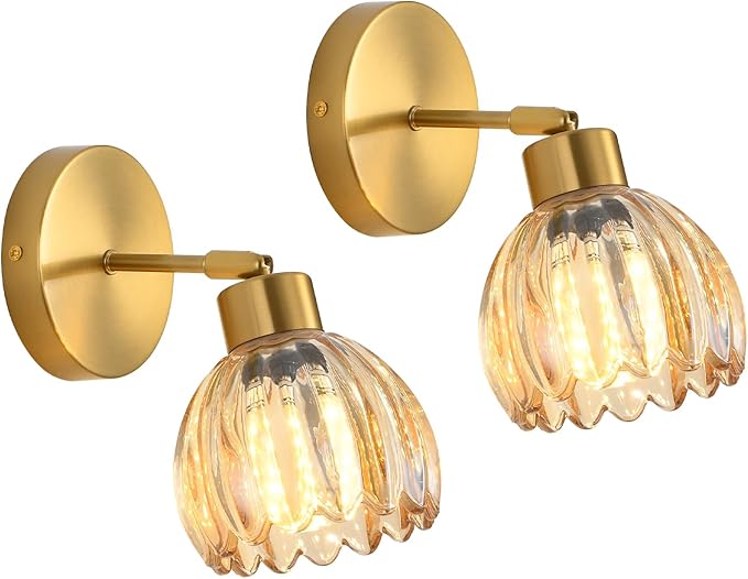 Wall Sconces Vintage Fixture Light, Vanity Lights for Bathroom, Modern Wall Light Fixtures, Metal Sconces Wall Lighting with Glass Shade, Farmhouse Wall Lamp for Bedroom Living Room