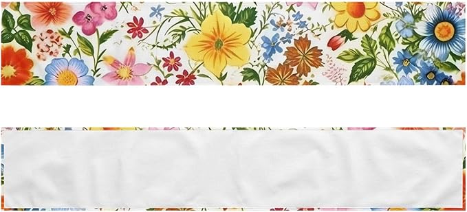 Colorful Flower Floral Table Runner 13x72 Inches Vintage Floral Faux Linen for Kitchen Dining Table Decor Wedding Birthday Party Holiday Celebration