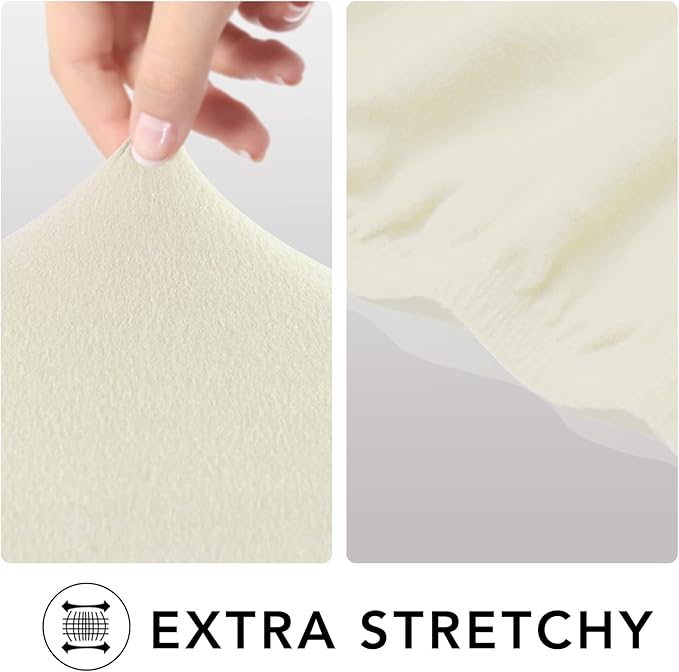 PureFit Super Stretch Chair Sofa Slipcover – Spandex Non Slip Soft Couch Sofa Cover, Washable Furniture Protector with Non Skid Foam and Elastic Bottom for Kids, Pets （Chair, Ivory）