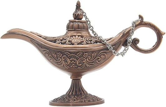 Classic Vintage Hollow Magic Genie Light Costume Lamp Home Table Decoration & Gift, Small (4.7"x1.7"x2.9"), Copper