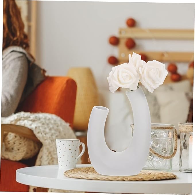 Zerodeko Modern Ceramic Flower Vase Chic Solid Color Pot for Home Decor Minimalist Style for Cactus Floral Arrangements for Office and Living Spaces