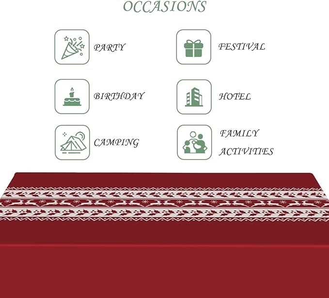 70x140 Inch Christmas Theme Rectangle Tablecloth Reindeer Berries Nordic Xmas Knitting Table Cloth Washable Durable Table Cover for Kitchen Dining Banquet Ugly Christmas Sweater Party Decor