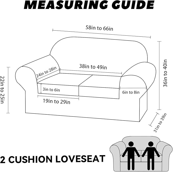 Loveseat Slipcover with Armrest Pockets 3-Piece Set, Stretch Faux Leather Love Seat Covers for 2-Cushion Couches(Fits 58-66") - Non-Slip, Machine Washable, Pet & Kid Friendly - Brown