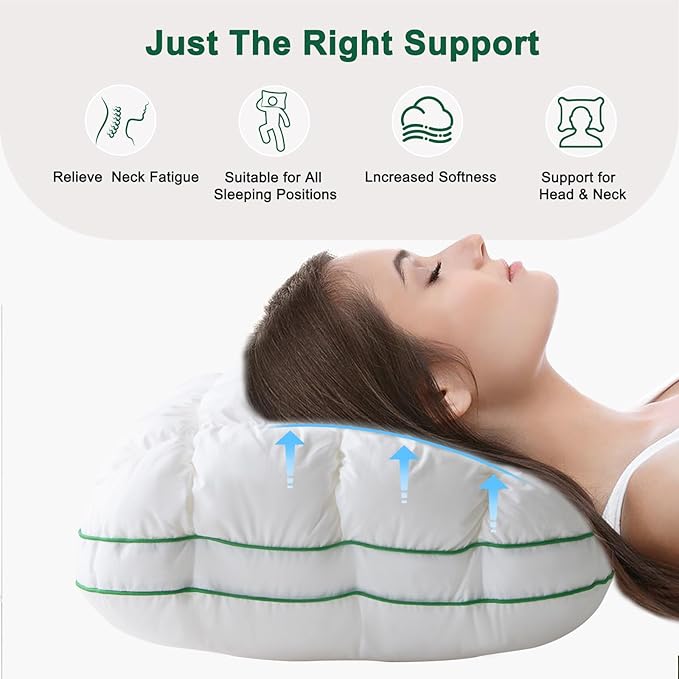 YOUR MOON Fluffy Support Bed Pillow Standard Size Set of 2, Super Soft Premium Down-Alternative Filling for Sleeping, Luxury Hotel Quality Bed Pillows for Side Sleeper (White)