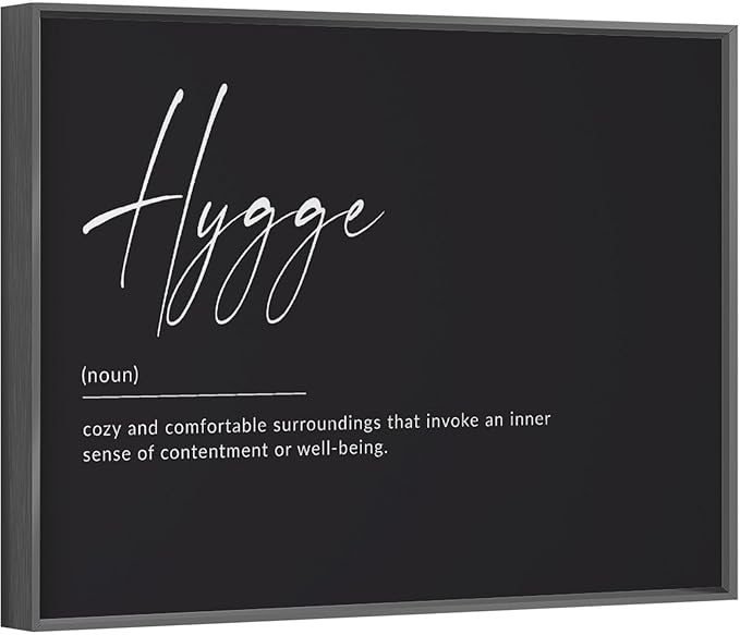 RFDER Hygge Print, Hygge Definition Poster, Hygge Gift, Hygge Sign, Scandinavian Print, Danish Print, Danish Wall Art Office Decor Modern Aluminum Alloy Frame Aluminum Black-style 16x24inch(40x60cm)