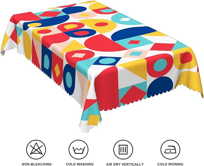52x70inches Mid Century Table Cloth Nordic Modern Geometric Abstract Splicing Fabric Tablecloth Waterproof and Stain Resistant Table Cover for Kitchen Dining Room Indoor Outdoor Home Decor