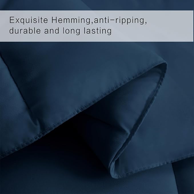 COHOME Quilted King Size Comforter - All-Season Down Alternative Duvet Insert - Luxury Hotel Soft Breathable Navy Blue Comforter with Anti-Clump Tech & 8 Tabs - Reversible （90"x102"）
