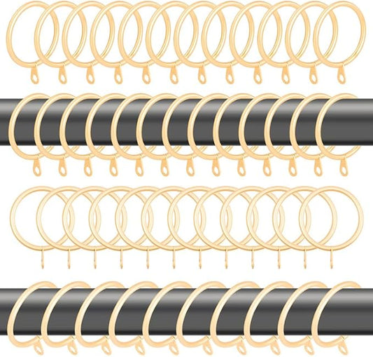 28 pcs 1.5-Inch Inner Diameter Metal Drapery Rings Curtain Rings with Eyelets, Fits Up to 1 1/4-Inch Rod, Warm Gold