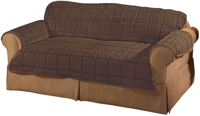 OakRidge Bradley Sherpa Sofa Protector - Slipcover Brown