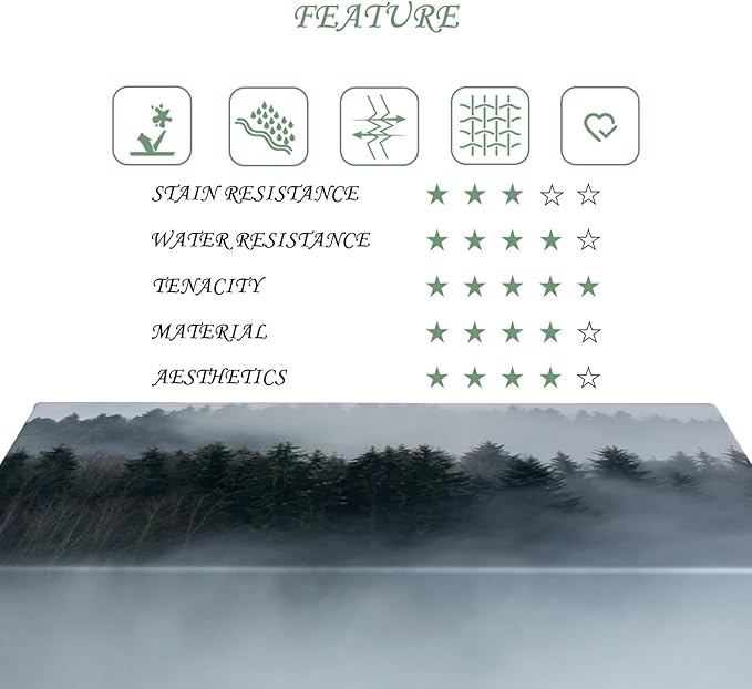 54x70 Inch Nature Rectangular Tablecloth Silence Deep Foggy Mountain Table Cloth Waterproof Durable Table Cover for Holiday Picnic Dinner BBQ Decor