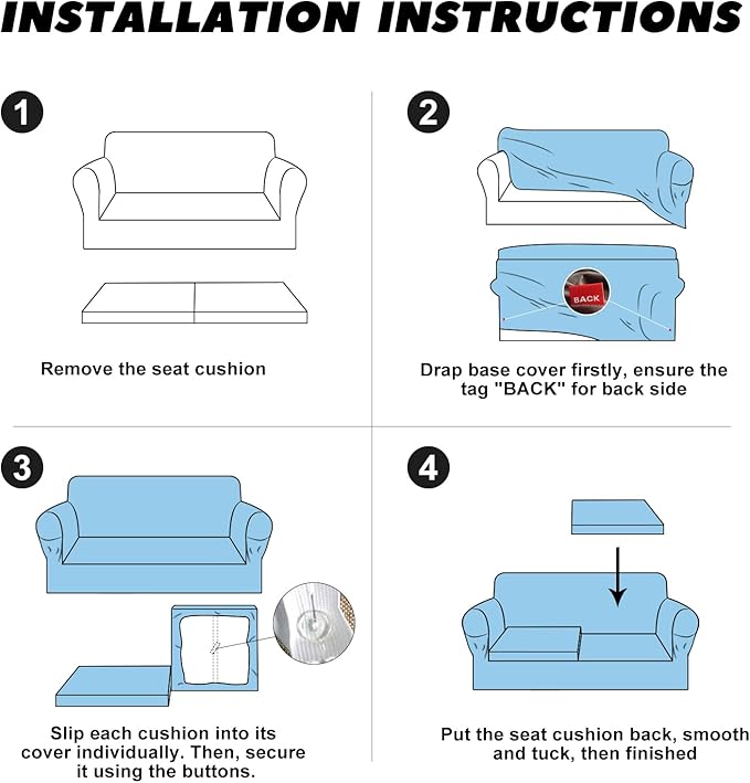 Loveseat Slipcover with Armrest Pockets 3-Piece Set, Stretch Faux Leather Love Seat Covers for 2-Cushion Couches(Fits 58-66") - Non-Slip, Machine Washable, Pet & Kid Friendly - Beige
