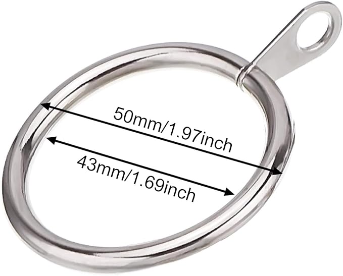 Shappy 40 Pack Metal Drapery Curtain Rod Rings with Eyelets Internal Diameter 1.69in Fits up to 1.3in Rod Hanging Drape Sliding Eyelet Silver Rings for Window Door Shower Bathroom