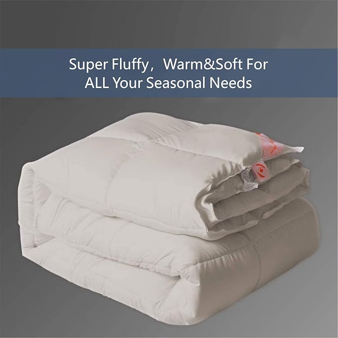 MAPLE DOWN Super King Plus Size Comforter Duvet Insert-Down Alternative Comforter Quilted with Corner Tabs-Lightweight Fluffy Breathable Machine Washable (Light Brown, 128“x120“)