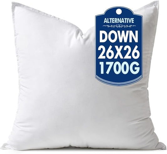 MIULEE 26x26 Down Alternative Pillow Insert Euro Decorative Throw Pillow 26 x 26 Inch Body Bed Sleeping Ultra Soft Fluffy Form for Sofa Couch Bed