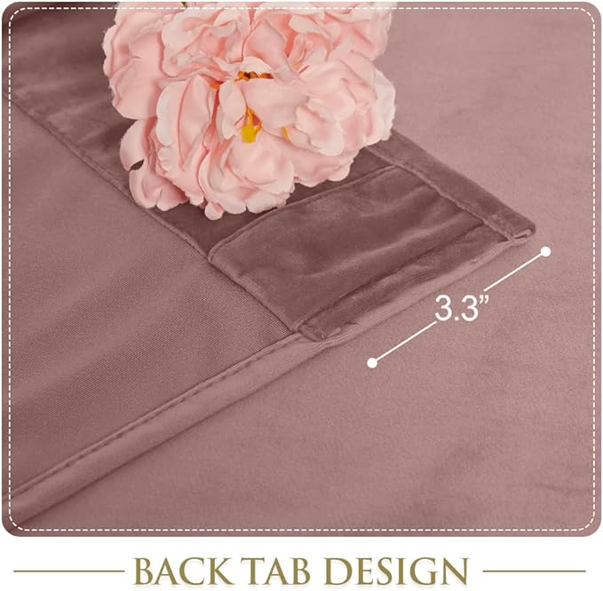 StangH Wild Rose Pink Curtains 92 inches Soft Velvet Back Tab Insulated Room Darkening Drapes for Nursery Girls Bedroom, Elegant Vibrant Home Decor, W52 x L92, 2 Panels