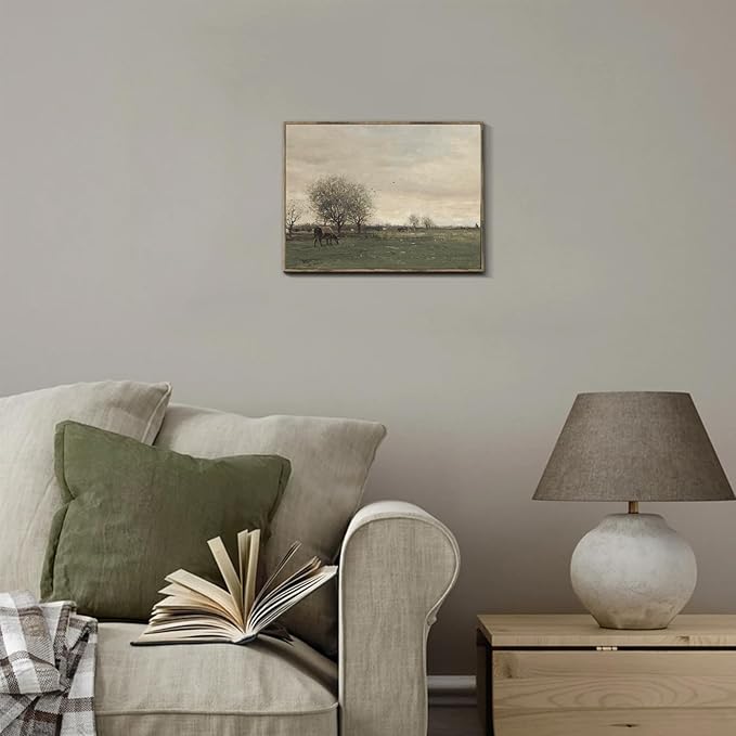 XOCUUI Vintage Landscape Canvas Wall Art, Vintage Classical Rural Hill Prints, The Vast Grassland Classic Wall Prints Modern Farmhouse Bathroom Office Decor - 8x10in Unframed
