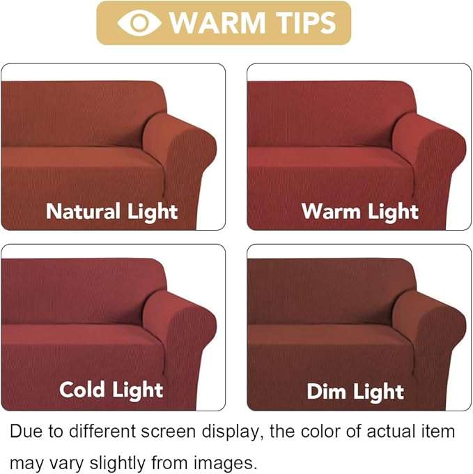 H.VERSAILTEX Stretch Armchair Slipcover Couch Cover Furniture Protector High Spandex Small Checks Knitted Jacquard Sofa Covers for Living Room (Armchair 31"-40", Rust)
