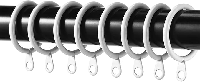 Shappy 40 Pack Metal Drapery Curtain Rod Rings with Eyelets Internal Diameter 1.69in Fits up to 1.3in Rod Hanging Drape Sliding Eyelet White Rings for Window Door Shower Bathroom