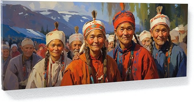 Sense Canvas Scandinavian Sami Celebrations 61 Canvas Art - Home Decor Wall Art Print Poster Painting Large 40x16 / 0.75"