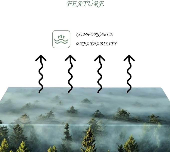 54x70 Inch Nature Rectangular Tablecloth Aesthetics Sunny Misty Woods Table Cloth Waterproof Durable Table Cover for Holiday Picnic Outdoor BBQ Decor