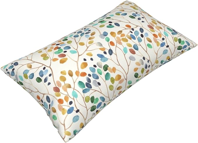 Spring Floral Lumbar Pillow Covers 12x20 Inch Set of 2 Colorful Leaves Throw Pillow Cover Vintage Plant Flower Pillowcase Cushion Cases for Home Couch Bed Sofa