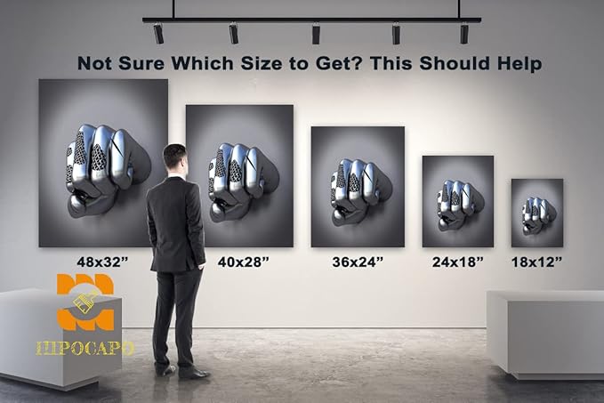 3D Metal Effect Wall Art - Abstract 3D Canvas Wall Art, 3D Modern Wall Art for Office, Silver Boxer Gesture3D Art Wall Decor for Modern Bedroom Decor Framed 28”x40”x1Pcs