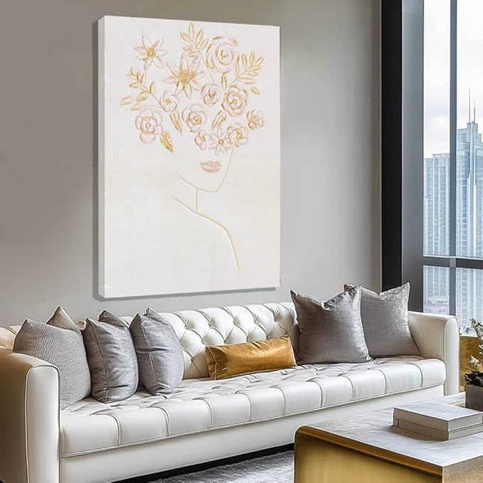 ZENPEE Pink Abstract Wall Art, Flower Wall Decor, Cuadros para Sala Elegantes y Modernos, Minimalist Wall Art for Bedroom or Office, 32" x 48"