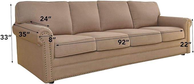 Easy-Going Stretch 4 Seater Sofa Slipcover 1-Piece Sofa Cover Furniture Protector Couch Soft with Elastic Bottom for Kids, Polyester Spandex Jacquard Fabric Small Checks Silver Gray