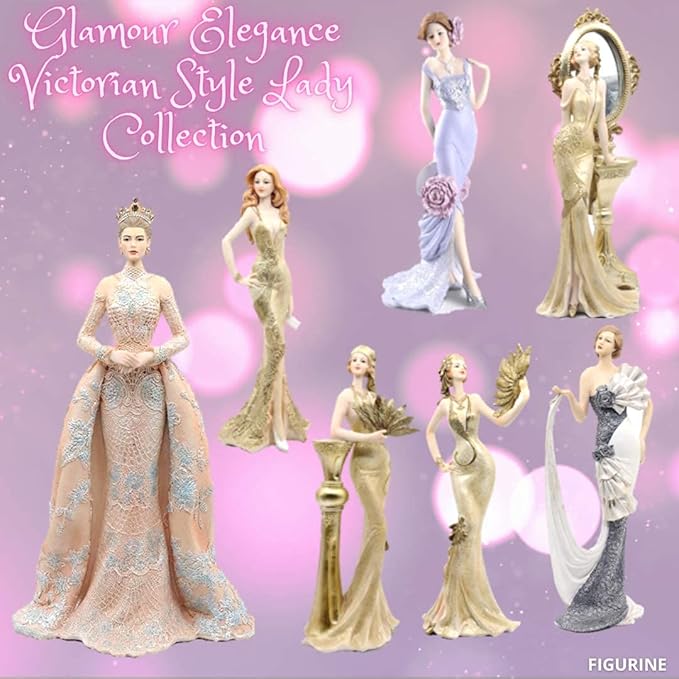Comfy Hour Glamour Elegance Victorian Style Lady Collection Standing Lady Leaning Against Stair Handrail Collectible Figurine,13-inch Height, Silvery, Polyresin