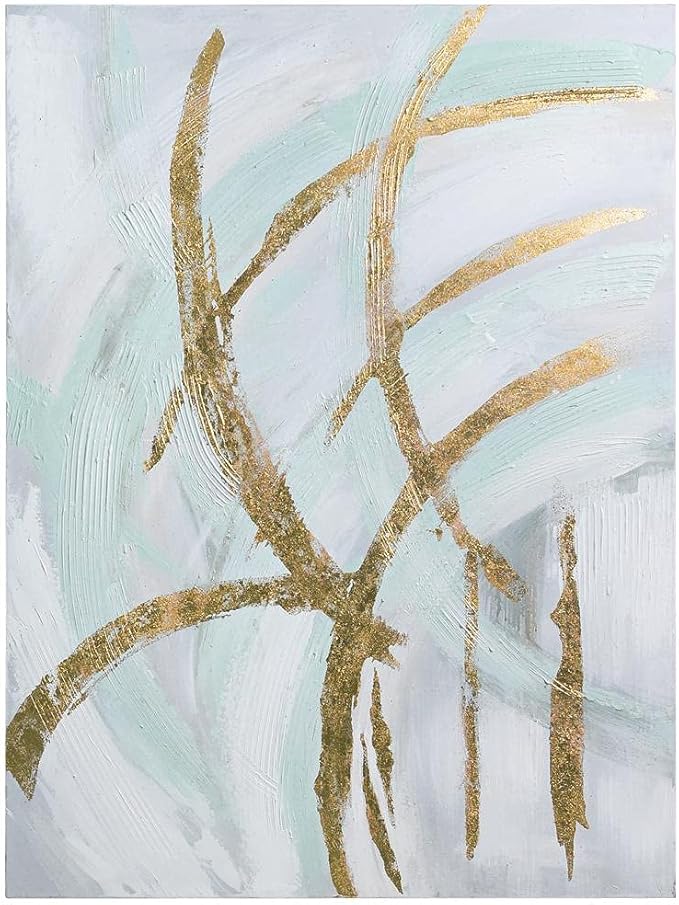 Empire Art Direct Abstract Wall Art Textured Hand Painted Canvas by Martin Edwards, Unframed, 40" x 30", Golden Streaks