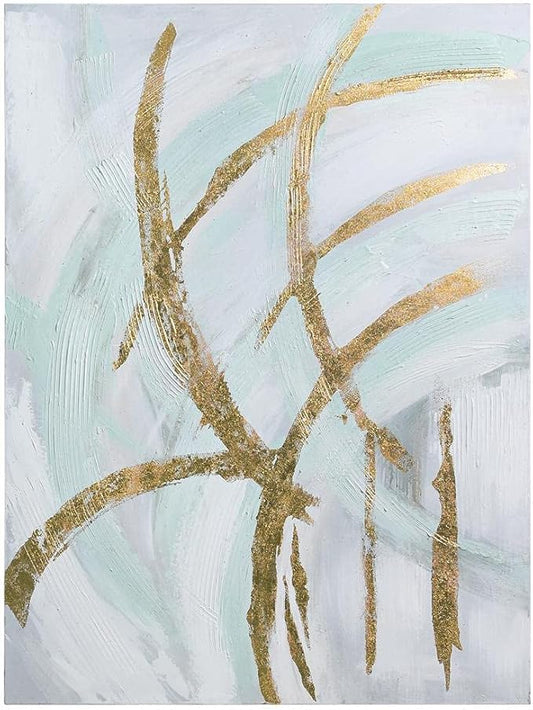 Empire Art Direct Abstract Wall Art Textured Hand Painted Canvas by Martin Edwards, Unframed, 40" x 30", Golden Streaks