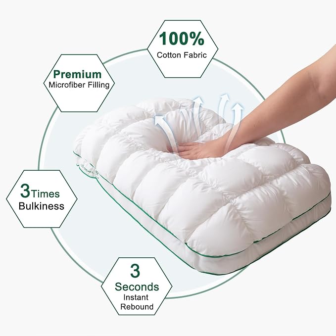 YOUR MOON Fluffy Support Bed Pillow King Size Set of 2, Super Soft Premium Down-Alternative Filling for Sleeping, Luxury Hotel Quality Bed Pillows for Side Sleeper (White)