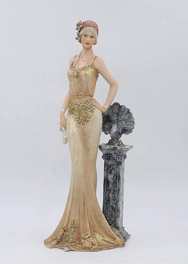 Comfy Hour Glamour Elegance Victorian Style Lady Collection Luxury Standing Lady Resin Art Figurine,13-inch Height