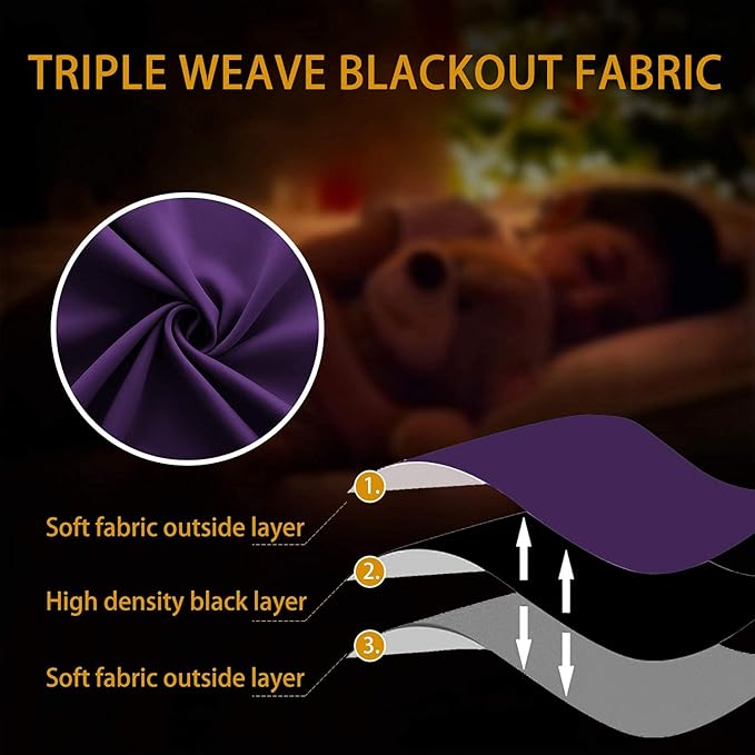 KOUFALL Purple Curtains 72 Inches Long for Bedroom Closet Door 2 Panels Set Royal Purple Curtains for Living Room 42x72 Inch Length