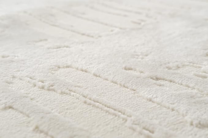 Revival Rugs Shell 3'11"x6'1" Machine Washable Area Rug for Kitchen Bedroom - 100% Recycled Oeko-TEX Certified, Medium Pile, Beige, Cream