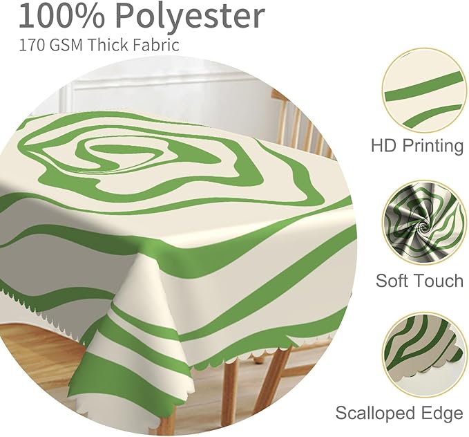 54x78inches Abstract Wavy Swirl Tablecloth Minimal Aesthetic Spiral Stripe Modern Art Table Cloth Washable and Wrinkle Free Fabric Table Cover for Kitchen Dining Room Living Room Home Decor