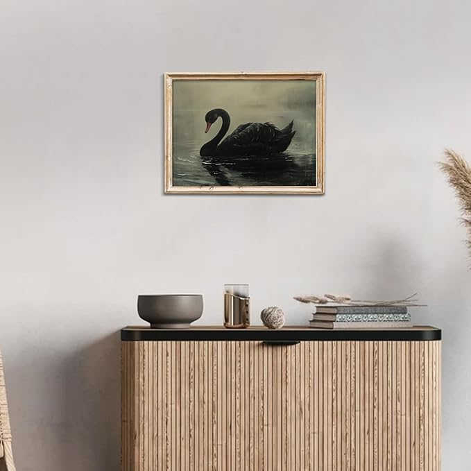 uniro Black Swan Retro Wall Art Gothic Home Decor Dark Academia Wall Art Prints Victorian Goth Print Dark Cottagecore Wall Art Moody Vintage Oil Painting Aesthetic