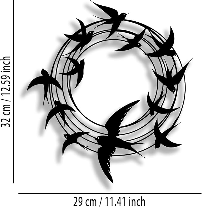 OPTYBVFD Flying Birds Metal Wall Decor - Room Decor Wall Art Home Decor for Living Room, Bedroom, Office，Outdoor, Courtyard (Black)