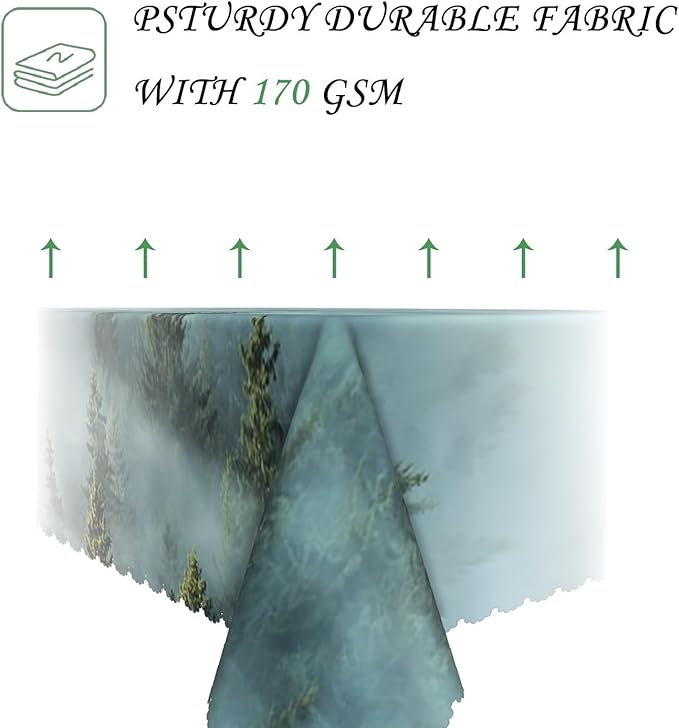 54x108 Inch Nature Rectangular Tablecloth Aesthetics Sunny Misty Woods Table Cloth Waterproof Durable Table Cover for Holiday Picnic Outdoor BBQ Decor